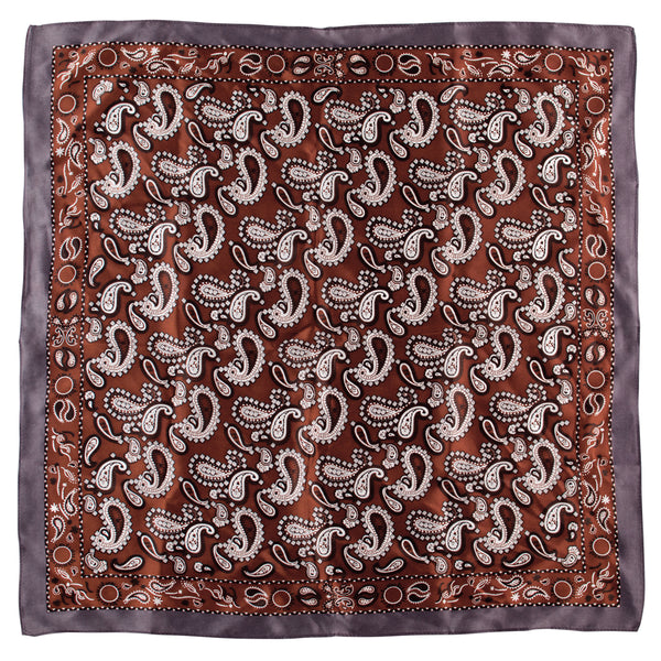 The - Copper Silk – Paisley Bordered Collective Scarf & Pewter Good