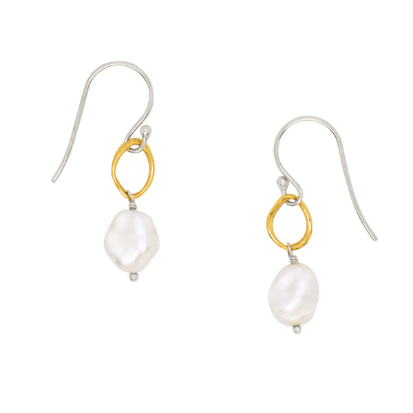 Orbit Earrings in Baroque Pearl