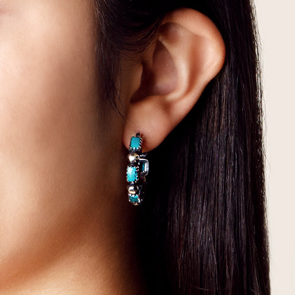 Turquoise Bonfire Hoops - 1 1/4"