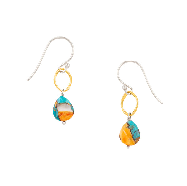 Spiny Oyster Turquoise Orbit Earrings