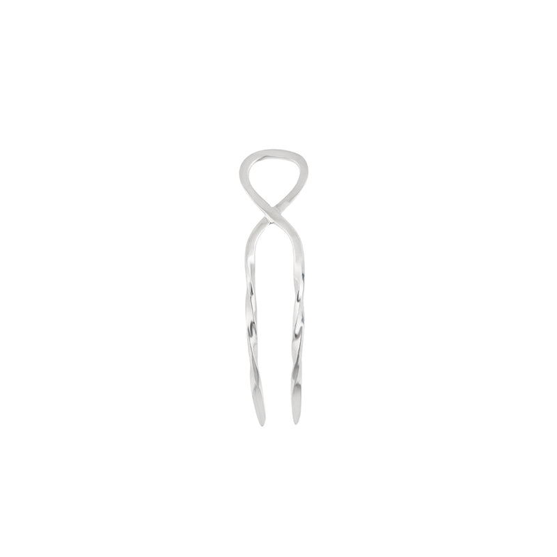Twisted Hourglass Hair Pin - Silver- Small