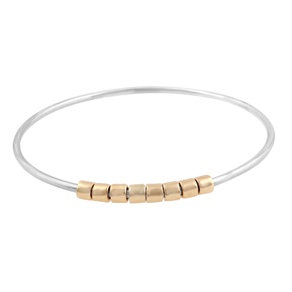 Worry Bangle - Silver with Bronze Beads
