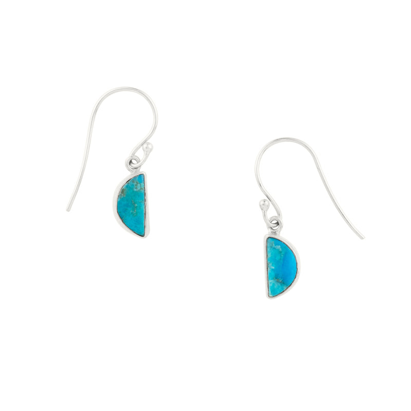 Turquoise Half Moon Earrings - Silver