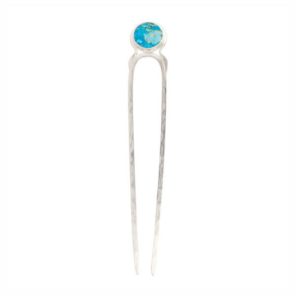 Blue Moon Hair Pin - Turquoise and Silver