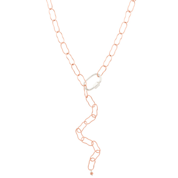 Carabiner Necklace - Rose Gold Plated Chain & Silver Carabiner