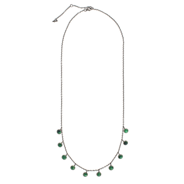 Many Moons Necklace in Malachite & Antiqued Silver