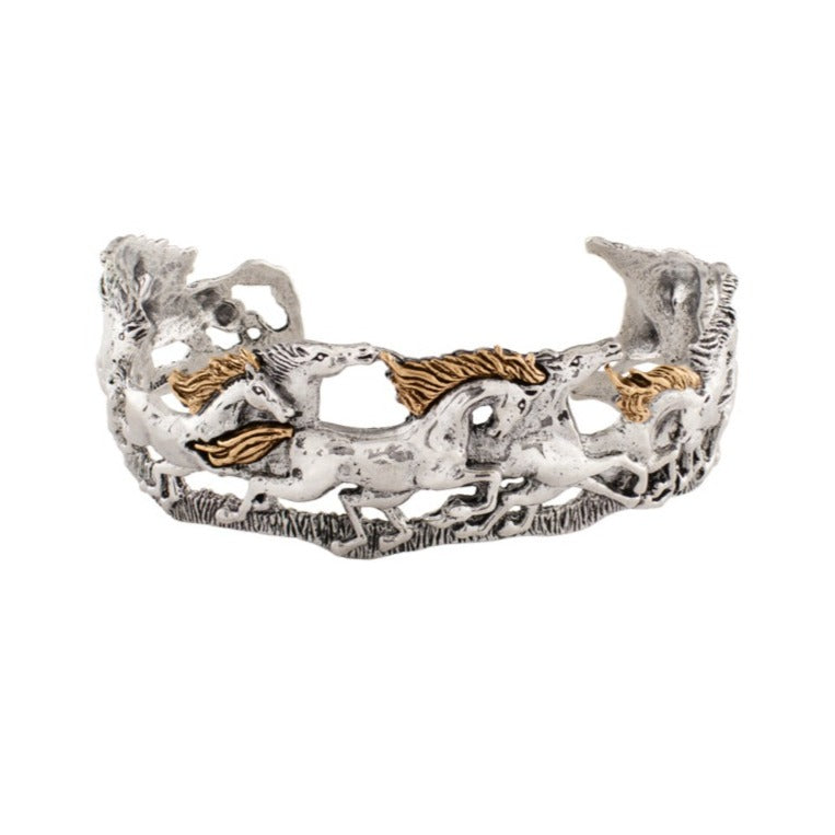 Wild and Free Cuff - Narrow in Silver with Bronze Accents