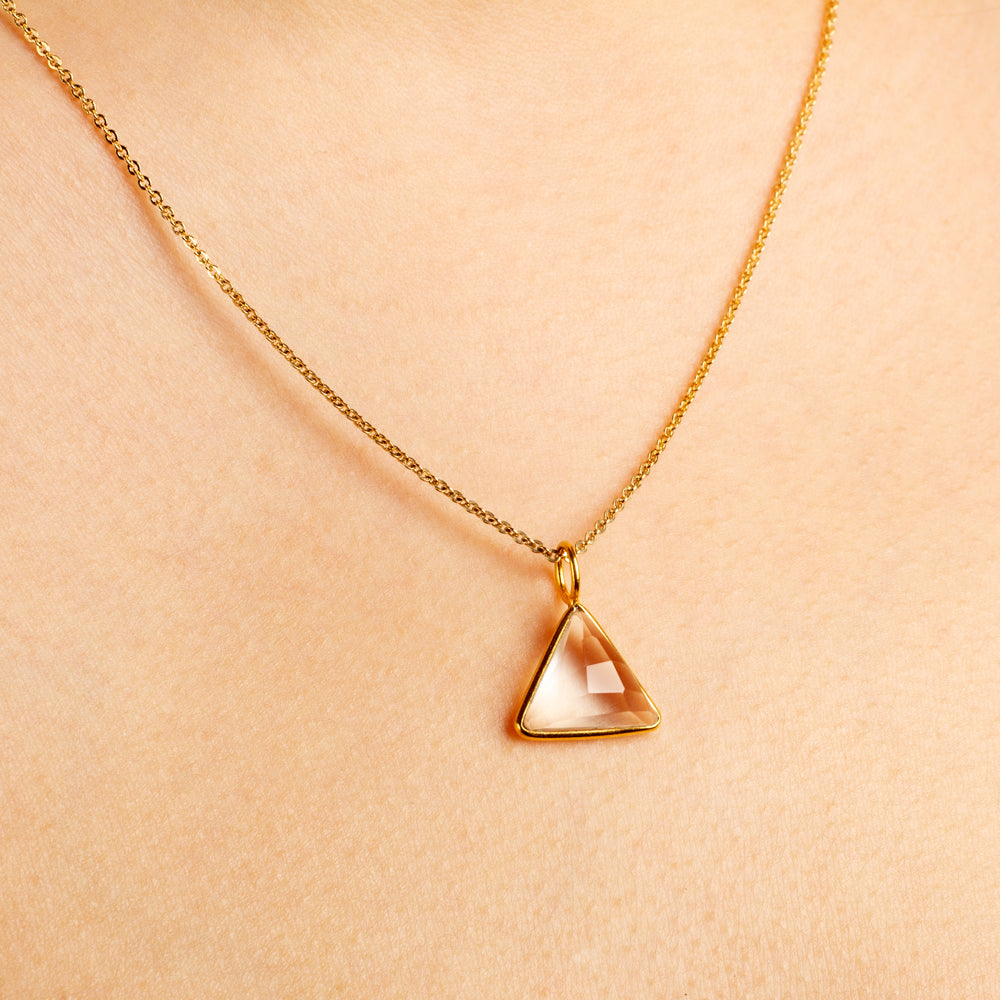 Triangle selling Quartz Pendant Necklace