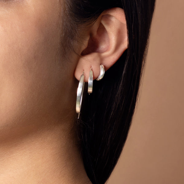 Crescent Earrings in Silver - 1 3/8" L
