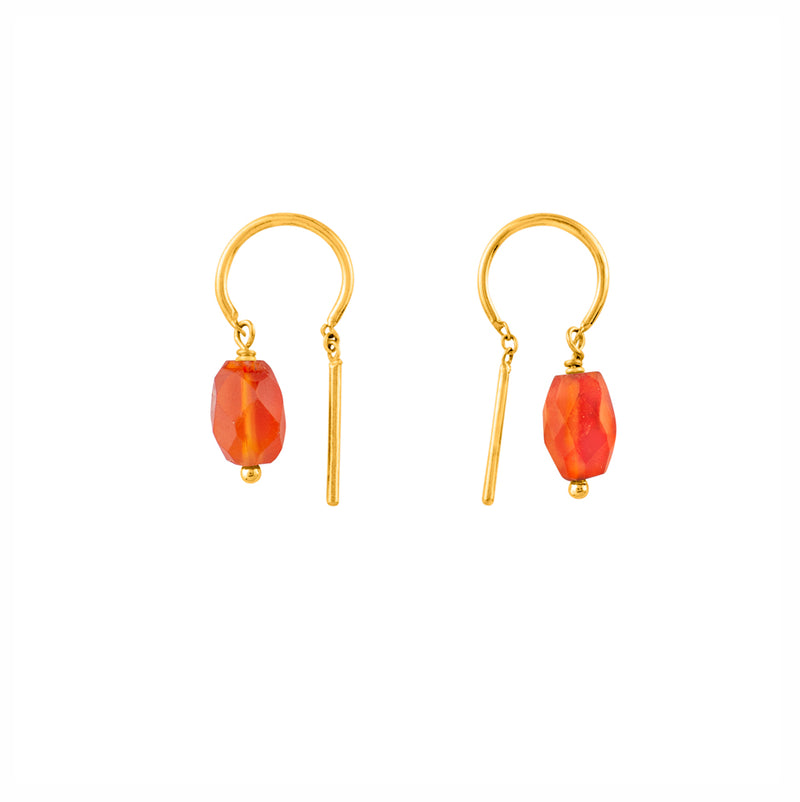 Oblong Stony Dancer Threaders in Carnelian & Gold - 3/4" L