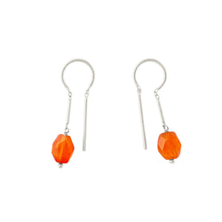 Oblong Stony Dancer Threaders in Carnelian & Silver - 1 1/8" L