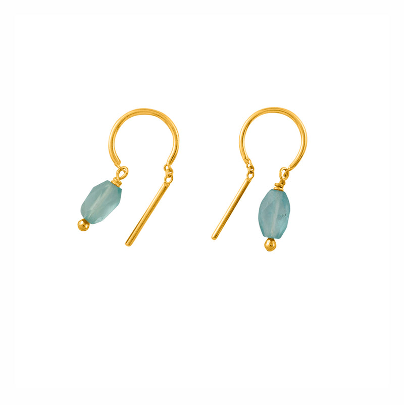 Oblong Stony Dancer Threaders in Blue Apatite & Gold - 3/4" L