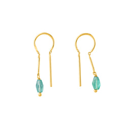 Oblong Stony Dancer Threaders in Blue Apatite & Gold - 1 1/8" L