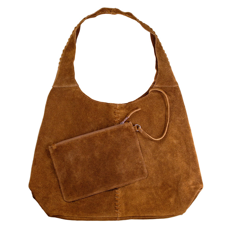 Soft Satchel Bag in Chestnut Brown Suede