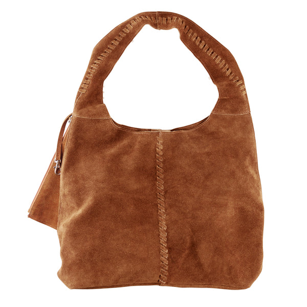 Soft Satchel Bag in Chestnut Brown Suede