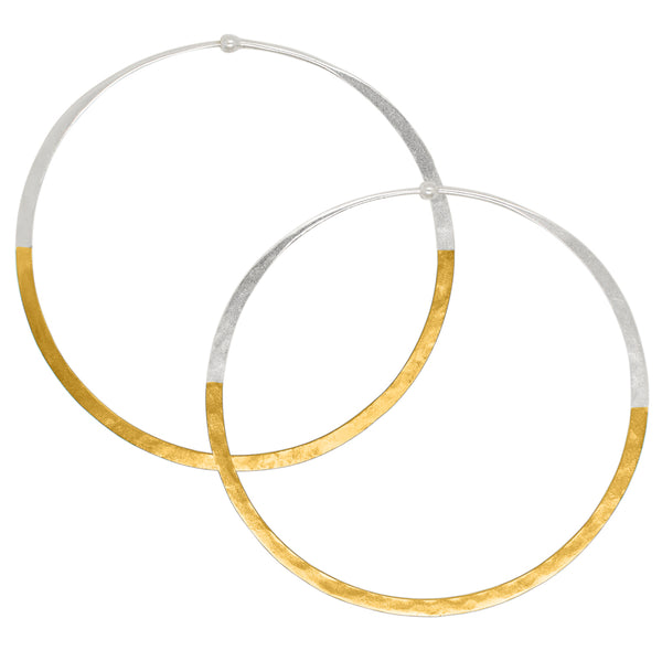 Gold Dipped Hammered Hoops - 3"