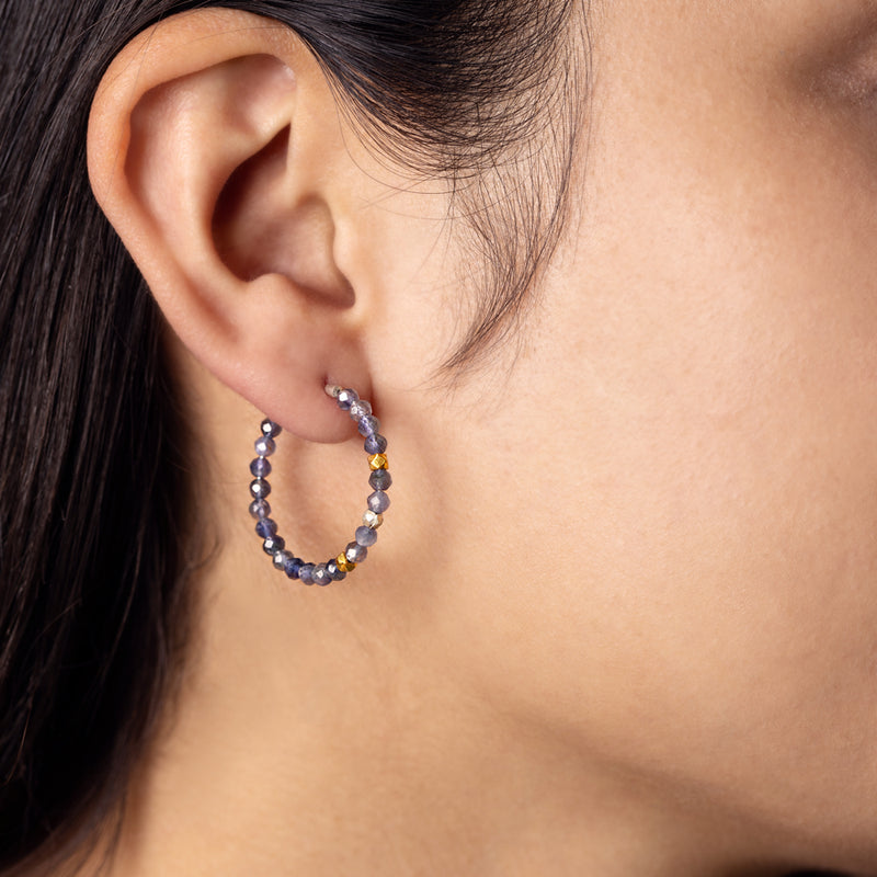 She's Got Stones Sleeper Hoops in Iolite - 1"