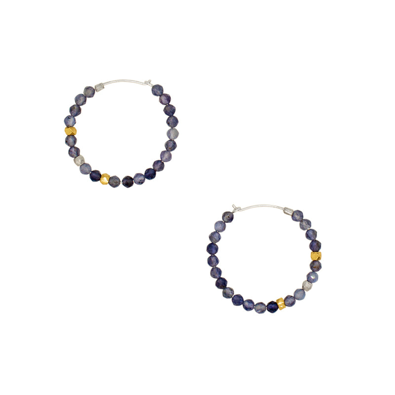 She's Got Stones Sleeper Hoops in Iolite - 1"