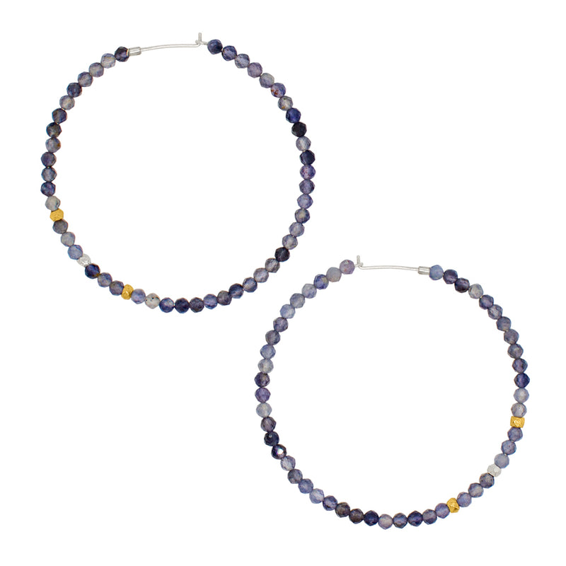 She's Got Stones Sleeper Hoops in Iolite - 2"