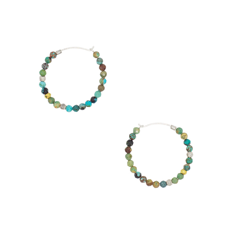 She's Got Stones Sleeper Hoops in Turquoise - 1"