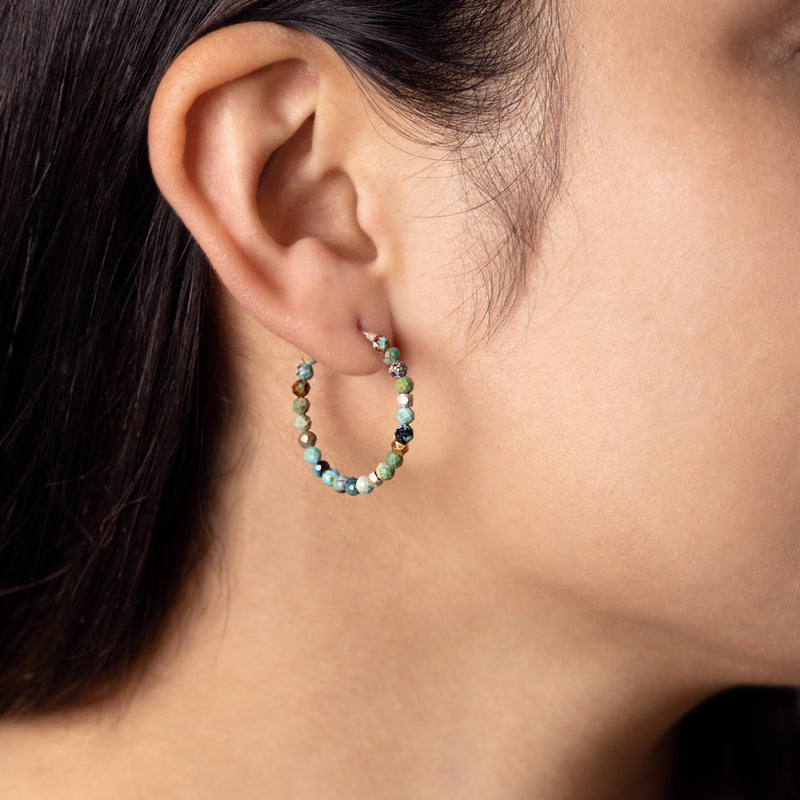 She's Got Stones Sleeper Hoops in Turquoise - 1"