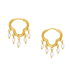 Dripping Clicker Hoops in Pearl & Gold   | Available to ship October 10, 2024