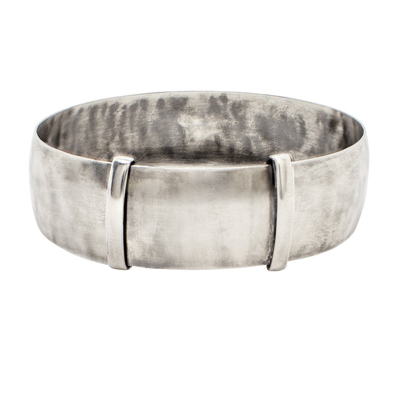 Sterling Slide Bangle in Antiqued Silver - 3/4" W