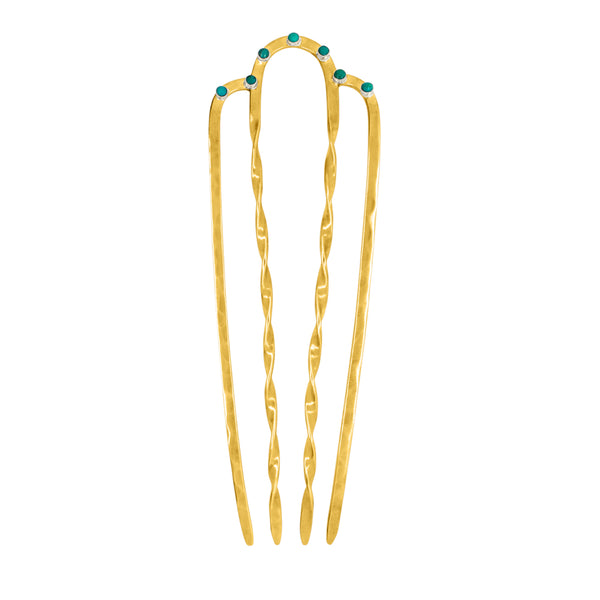 Bejeweled Hair Fork in Turquoise - 5" L
