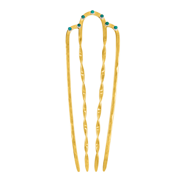 Bejeweled Hair Fork in Turquoise - 5" L