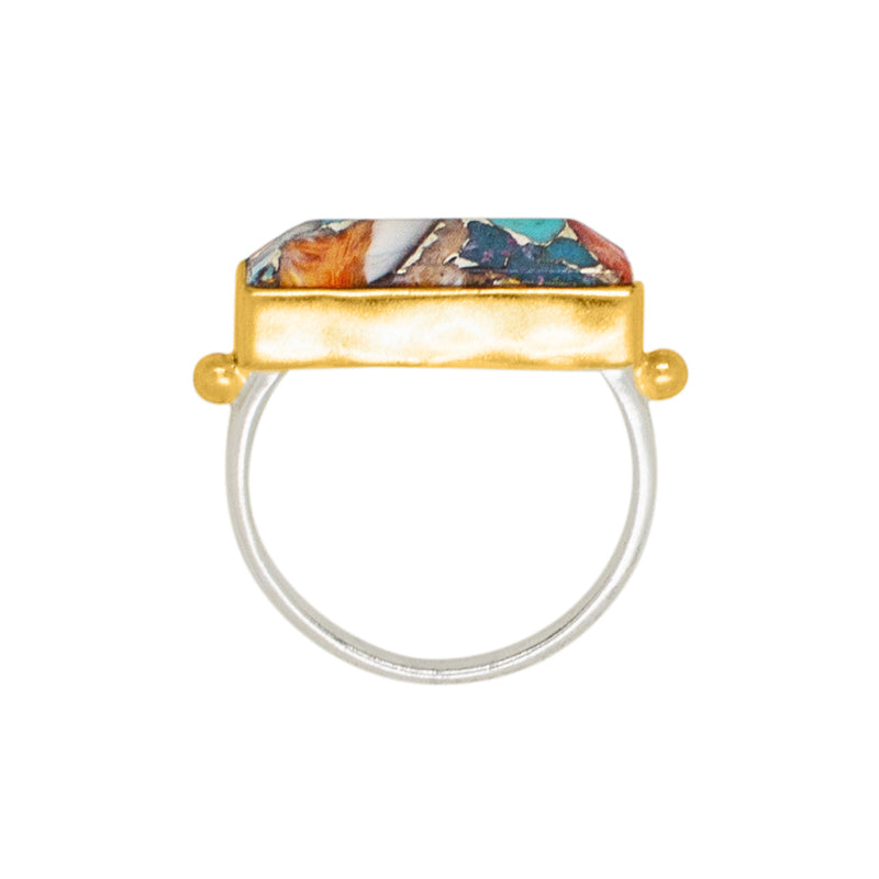 Mosaic Rooftop Ring in Spiny Oyster Turquoise