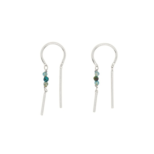 Stony Tiny Dancer Threaders in Turquoise/Apatite & Silver - 1"