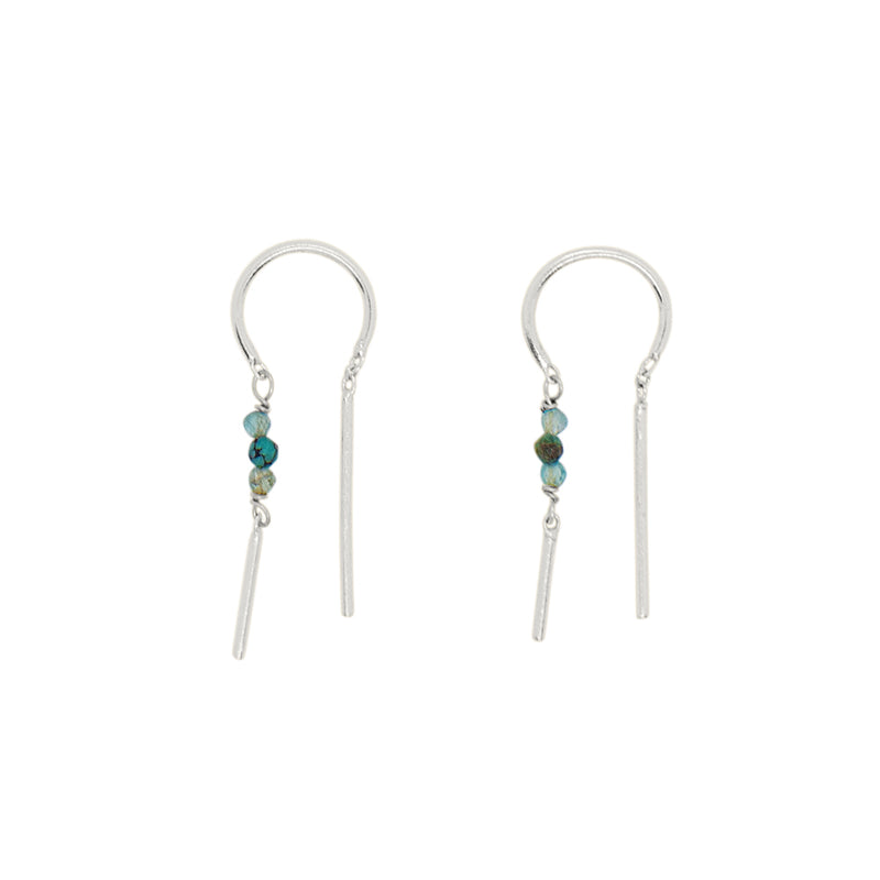 Stony Tiny Dancer Threaders in Turquoise/Apatite & Silver - 1"