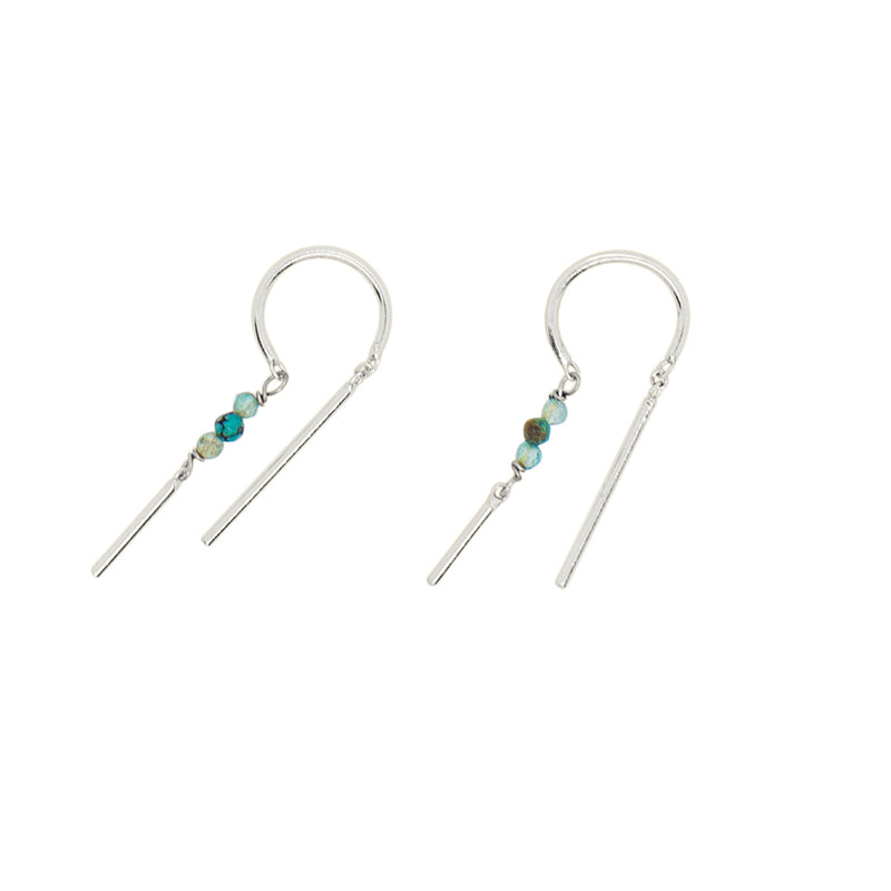 Stony Tiny Dancer Threaders in Turquoise/Apatite & Silver - 1"