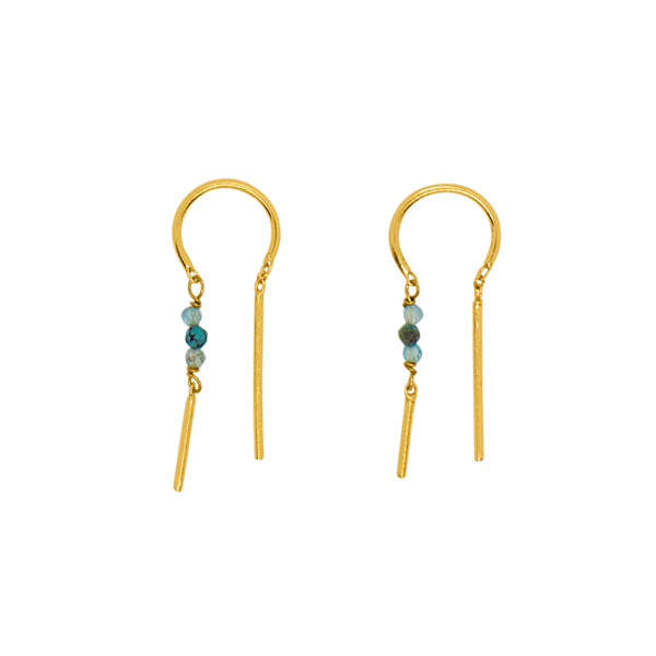 Stony Tiny Dancer Threaders in Turquoise/Apatite & Gold - 1"