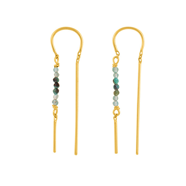 Stony Tiny Dancer Threaders in Turquoise/Apatite & Gold - 1 1/2"