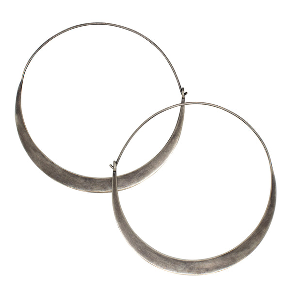 Arc Hoops in Antiqued Silver- 2 1/2"