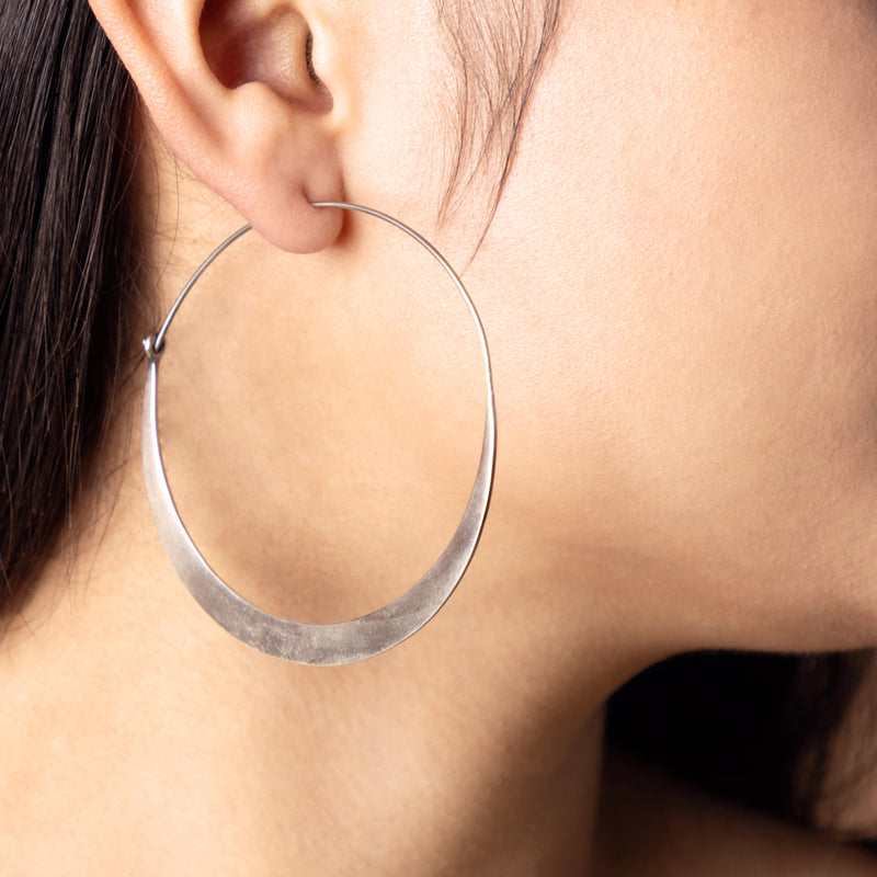 Arc Hoops in Antiqued Silver- 2 1/2"