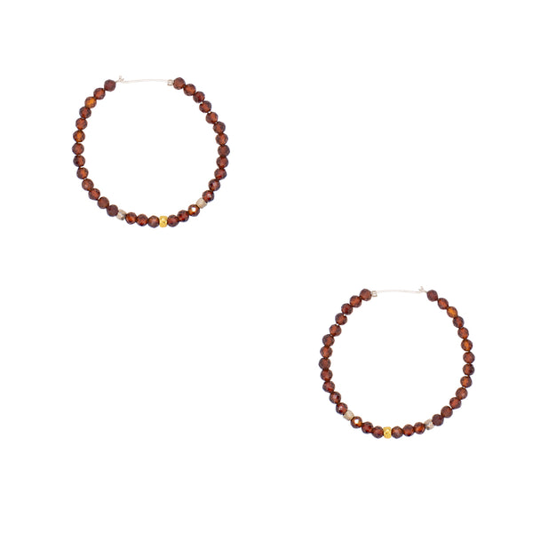 She's Got Stones Sleeper Hoops in Garnet - 1" L