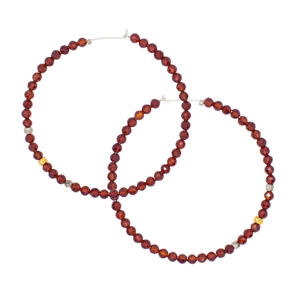 She's Got Stones Sleeper Hoops in Garnet - 2"