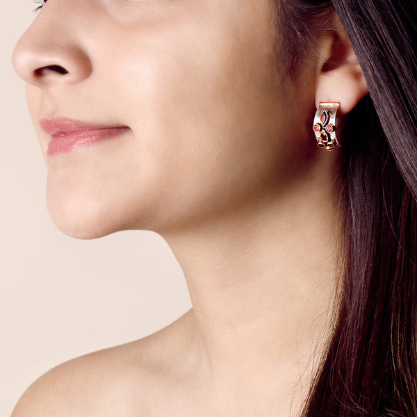 Garnet Crescent Post Hoop Earrings