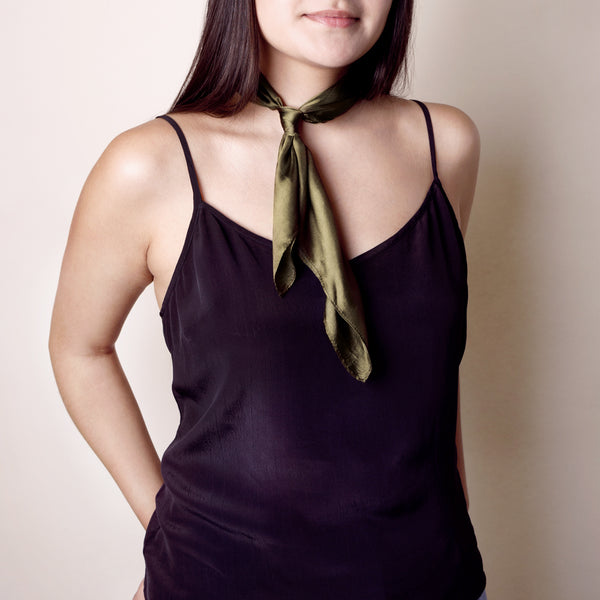 Elemental Silk Scarf in Olive Green