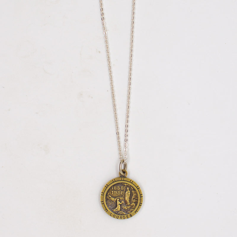 Vintage Saint Medal Mary Lourdes 100 Year Anniversary V24