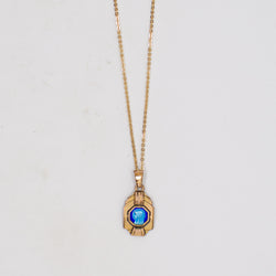 Vintage Saint Medal Mary Lourdes Blue Enamel V3