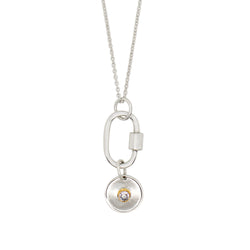 April Birthstone Carabiner Necklace - Quartz