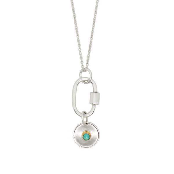 December Birthstone Carabiner Necklace - Turquoise