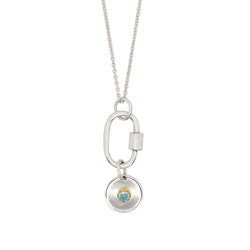 March Birthstone Carabiner Necklace - Aquamarine