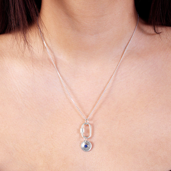 September Birthstone Carabiner Necklace - Iolite