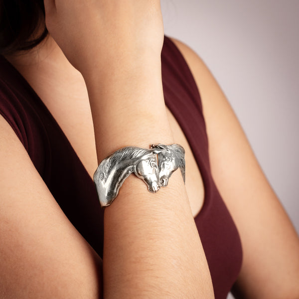 Horse Kisses Cuff in Silver