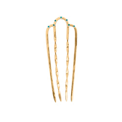 Bejeweled Hair Fork in Turquoise - 3 3/4" L