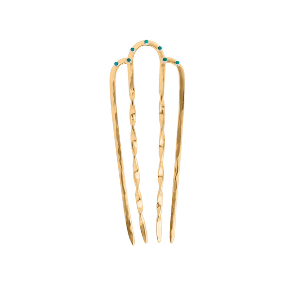 Bejeweled Hair Fork in Turquoise - 3 3/4" L